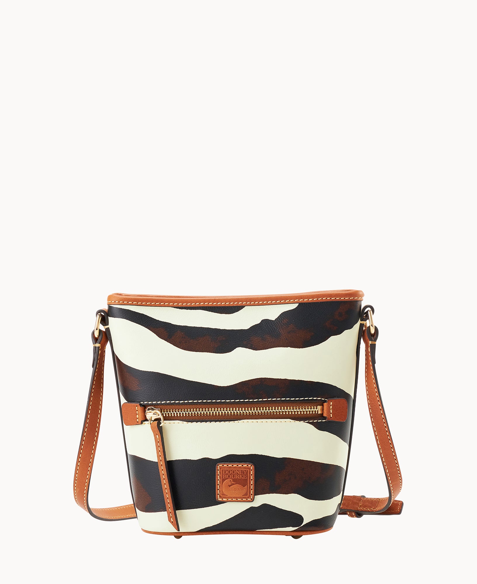 Zebra Leather Small Zip Sac
